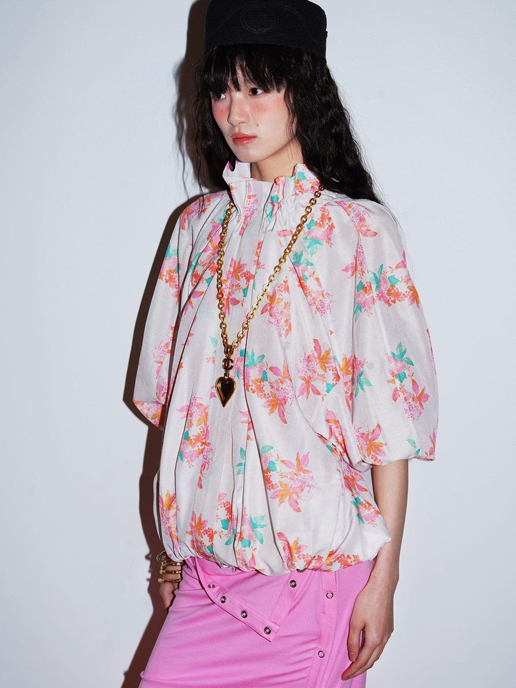 Sheer Floral Print Adjustable Drawstring Hem Women's Lightweight Jackets