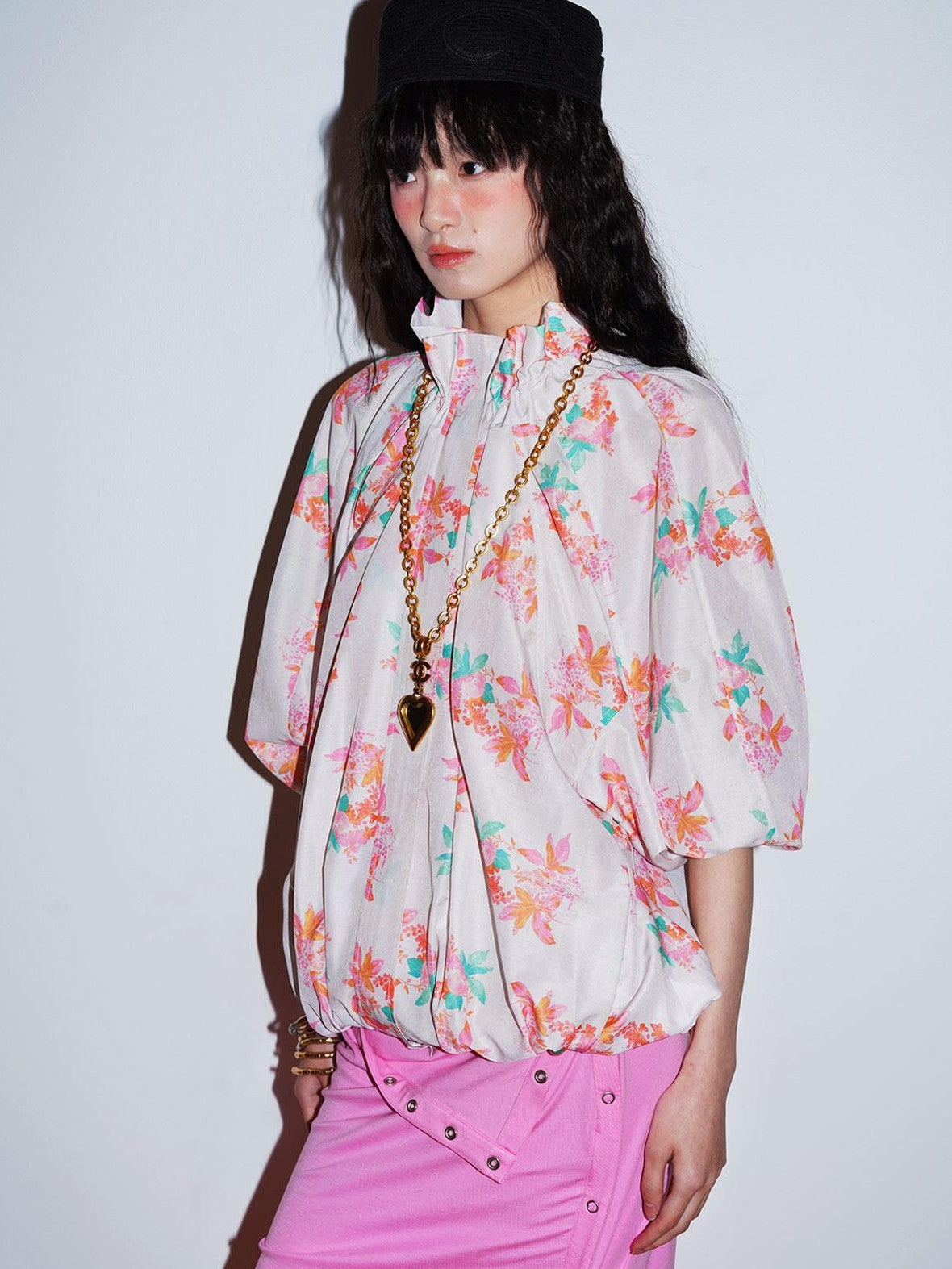 Sheer Floral Print Adjustable Drawstring Hem Women's Lightweight Jackets