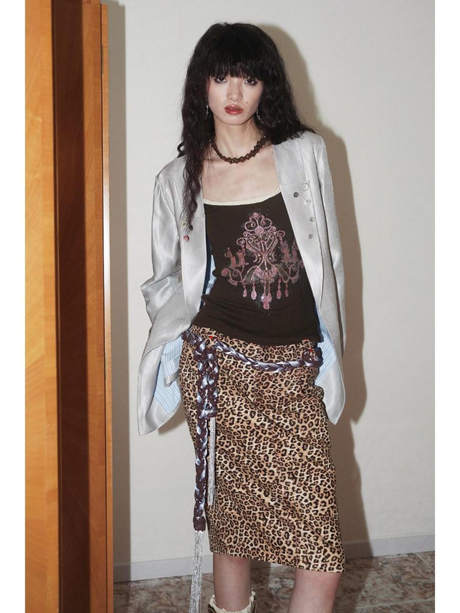 badtaste Silver Sheen Light Reflective Loose Retro Western Women's Other Material Blazers