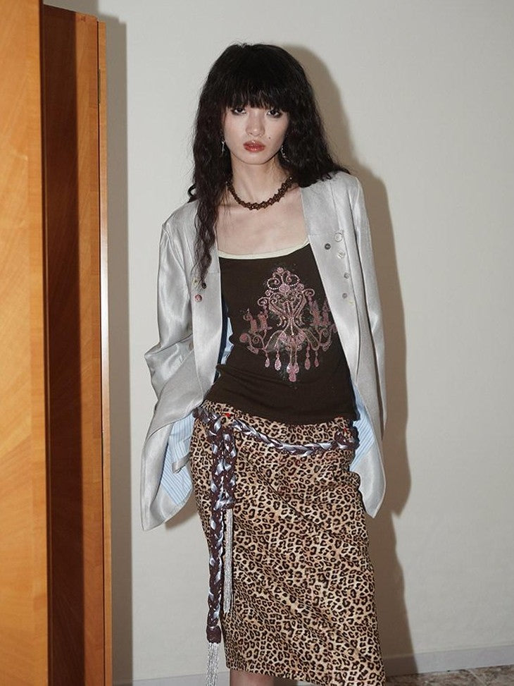 badtaste Silver Sheen Light Reflective Loose Retro Western Women's Other Material Blazers