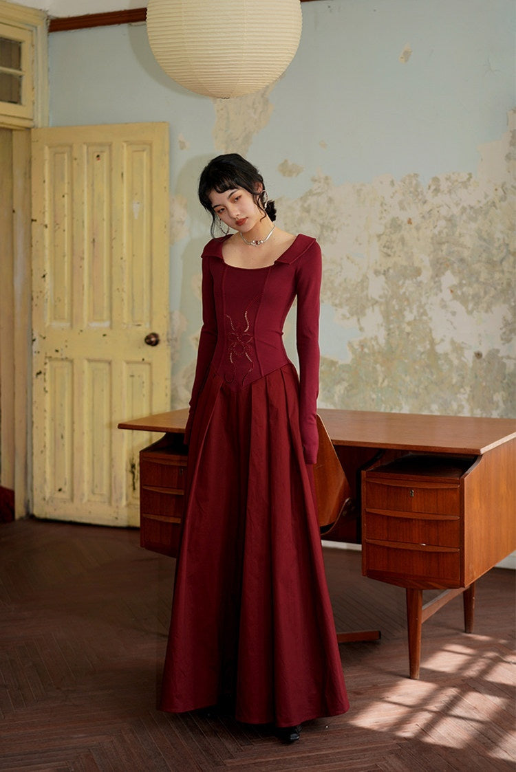 badtaste_Slimming_Solid_Cutout_U_Neck_Long_Sleeve_Women's_Casual_Maxi_Dresses_690272127306_MISSTT