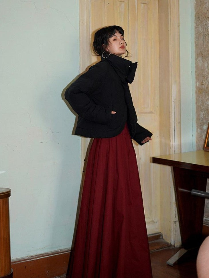 badtaste Slimming Solid Cutout U Neck Long Sleeve Women's Casual Maxi Dresses