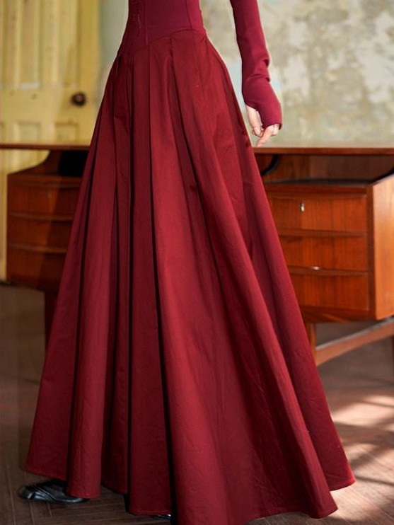 badtaste Slimming Solid Cutout U Neck Long Sleeve Women's Casual Maxi Dresses