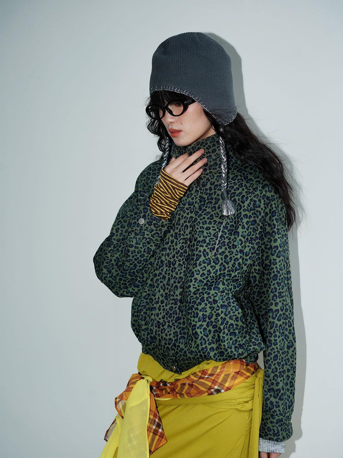 badtaste Solid Color Raglan Sleeve Cotton Women's Cropped Jackets