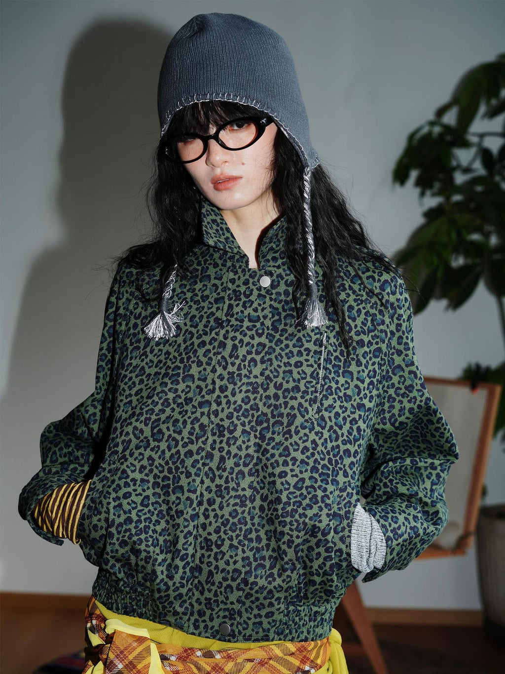 badtaste Solid Color Raglan Sleeve Cotton Women's Cropped Jackets