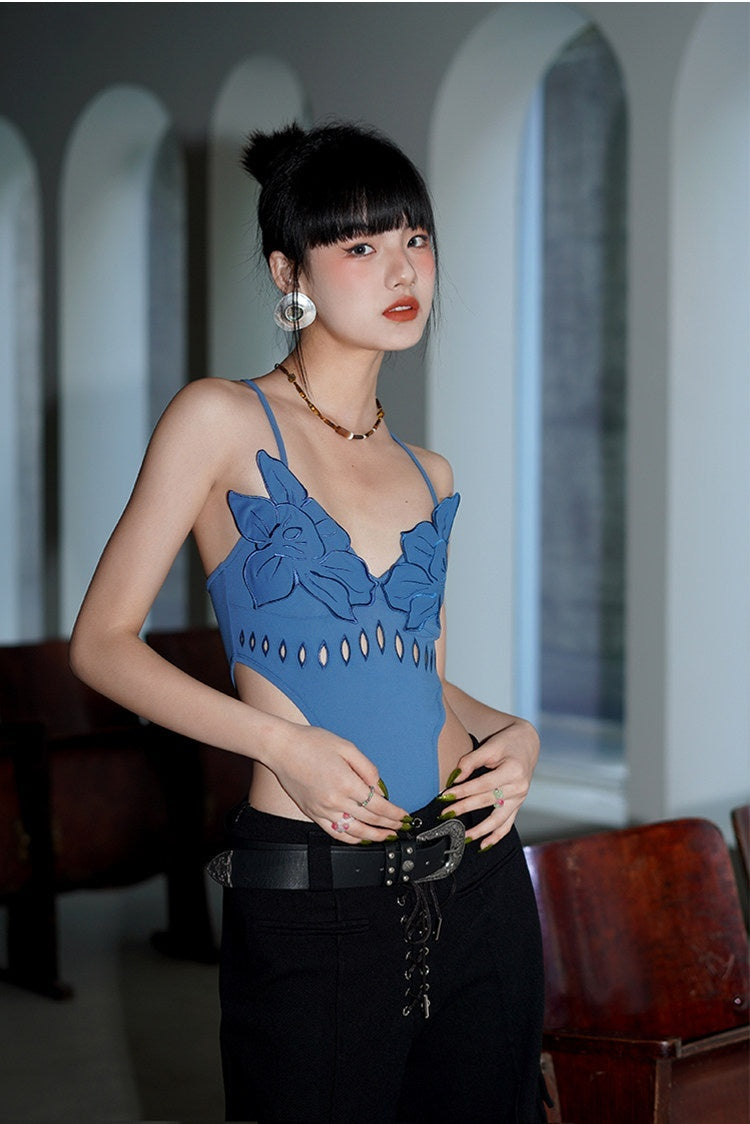 badtaste_Solid_Cutout_Burnout_Floral_One_Piece_Women's_Stretch_Halter_Tops_674485641812_MISSTT