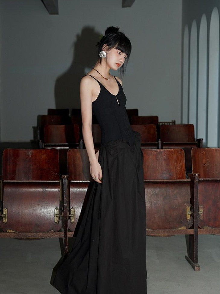 badtaste Solid Embroidered Tailored Waist Cinched Flared Women's Slip Maxi Dresses