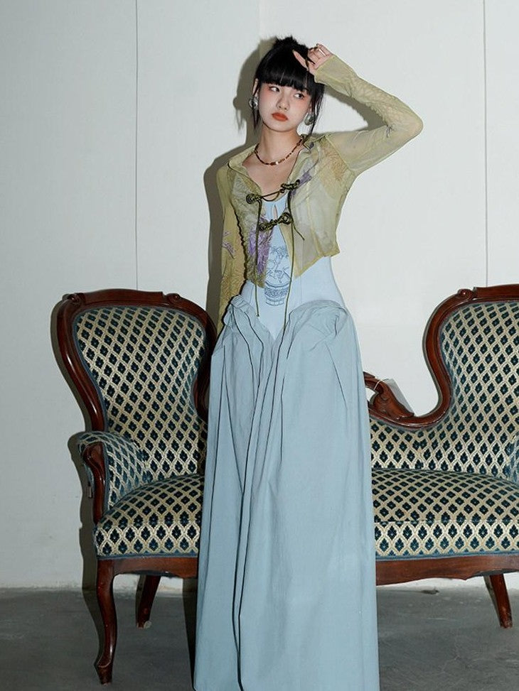 badtaste Solid Embroidered Tailored Waist Cinched Flared Women's Slip Maxi Dresses