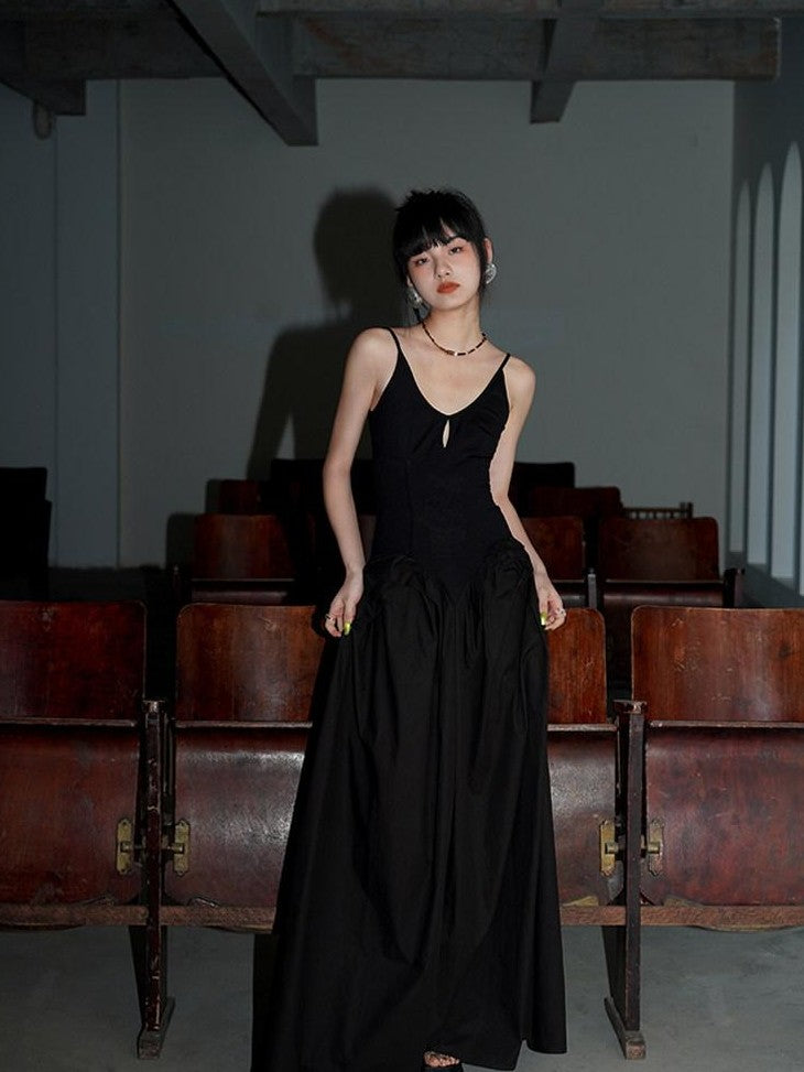 badtaste Solid Embroidered Tailored Waist Cinched Flared Women's Slip Maxi Dresses