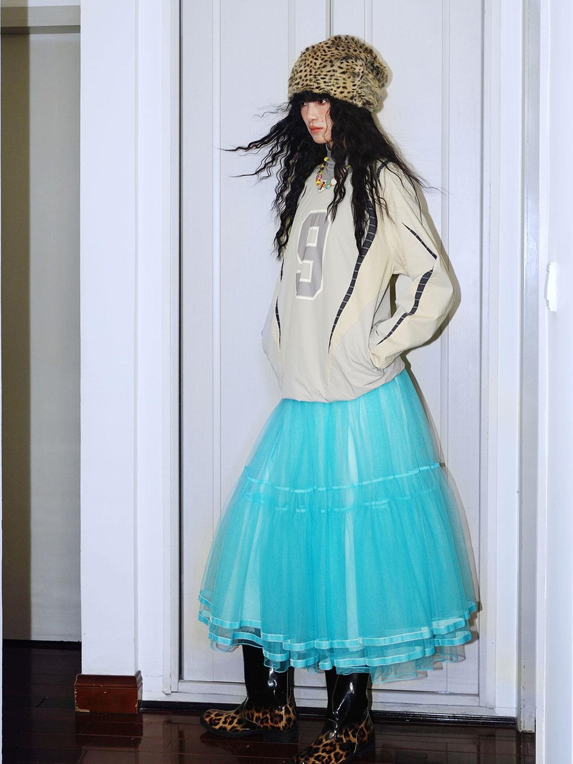Solid Layered Long Puff Low Waist Women's Mesh Tulle Maxi Skirts