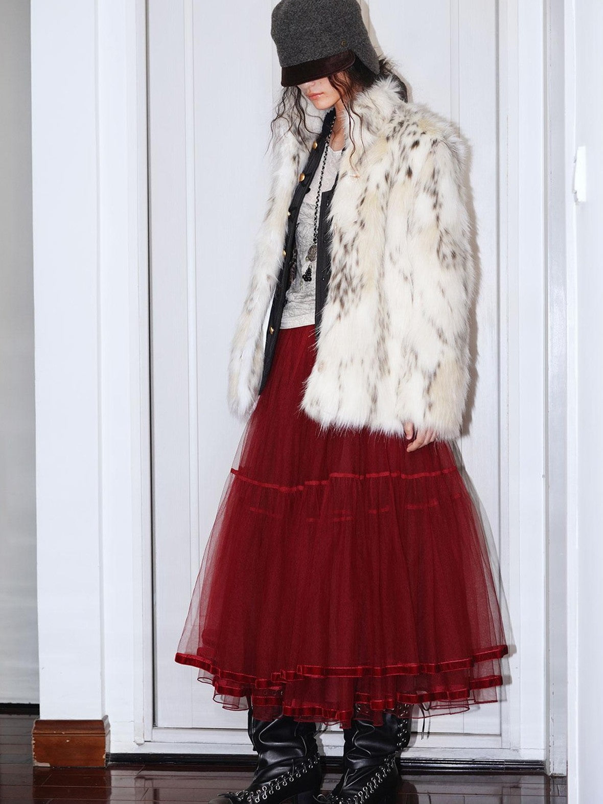 Solid Layered Long Puff Low Waist Women's Mesh Tulle Maxi Skirts