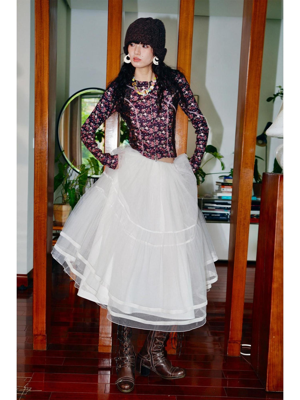 badtaste Solid Layered Long Puff Low Waist Women's Mesh Tulle Maxi Skirts