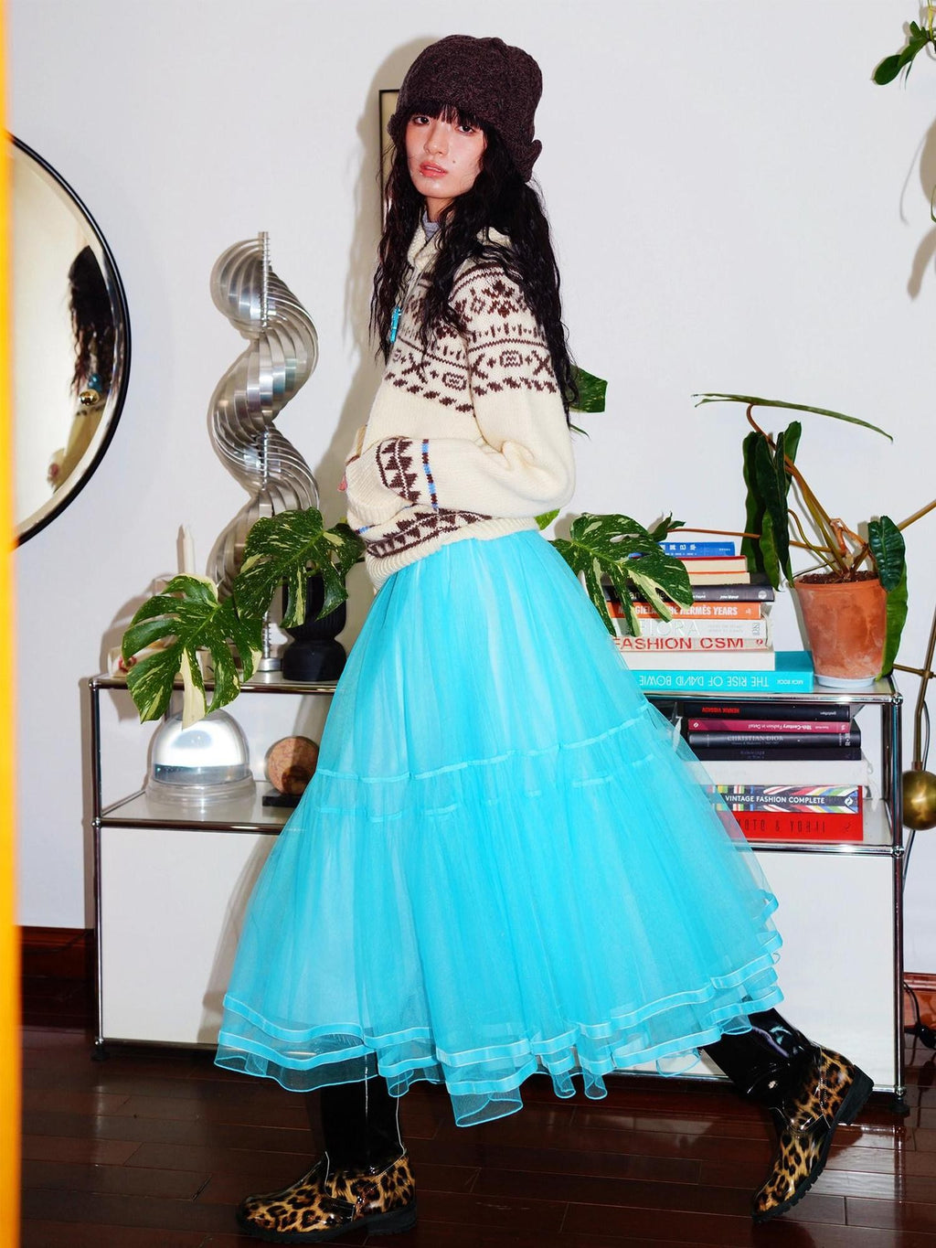 Solid Layered Long Puff Low Waist Women's Mesh Tulle Maxi Skirts