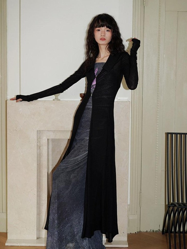 badtaste Solid Mid Length Thin Button Lapel Slim Fit Women's Lyocell Wool Cardigans