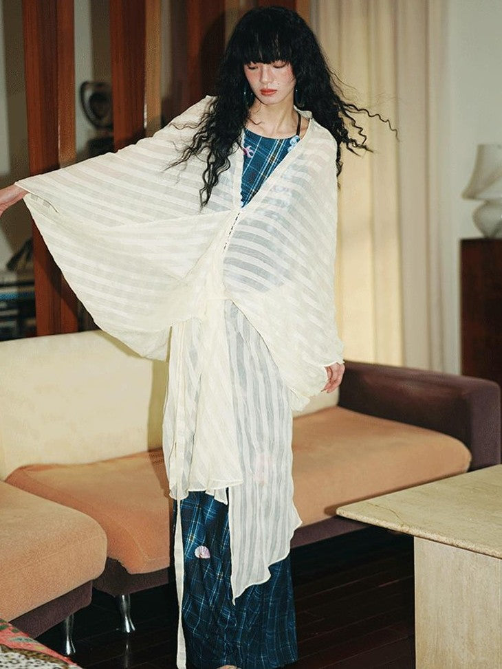 badtaste Solid Multiway Tie Front Draped Cut Loose Women's Other Material Cardigans