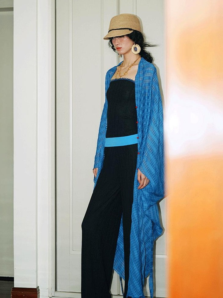 badtaste Solid Multiway Tie Front Draped Cut Loose Women's Other Material Cardigans