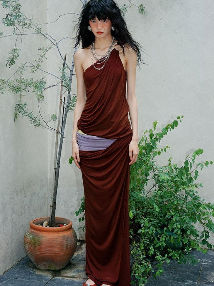 badtaste Solid Sculptural Asymmetric Zip Front Women's Lyocell Tank Tops