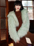 badtaste Solid Short Oversized Hooded Thick Warm Women's Faux Fur Coats