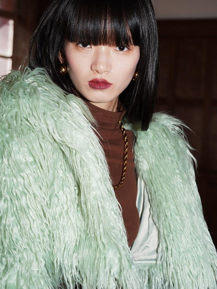 badtaste Solid Short Oversized Hooded Thick Warm Women's Faux Fur Coats