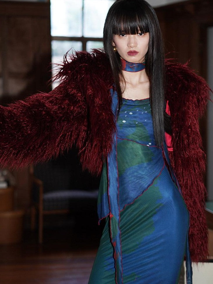 badtaste Solid Short Oversized Hooded Thick Warm Women's Faux Fur Coats