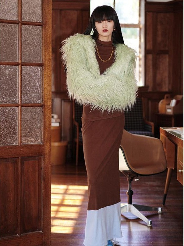 badtaste Solid Short Oversized Hooded Thick Warm Women's Faux Fur Coats