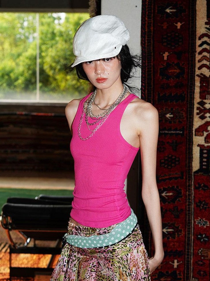badtaste Solid Slim Fit Racerback No Padding Black Pink Sky Blue Women's Tank Tops