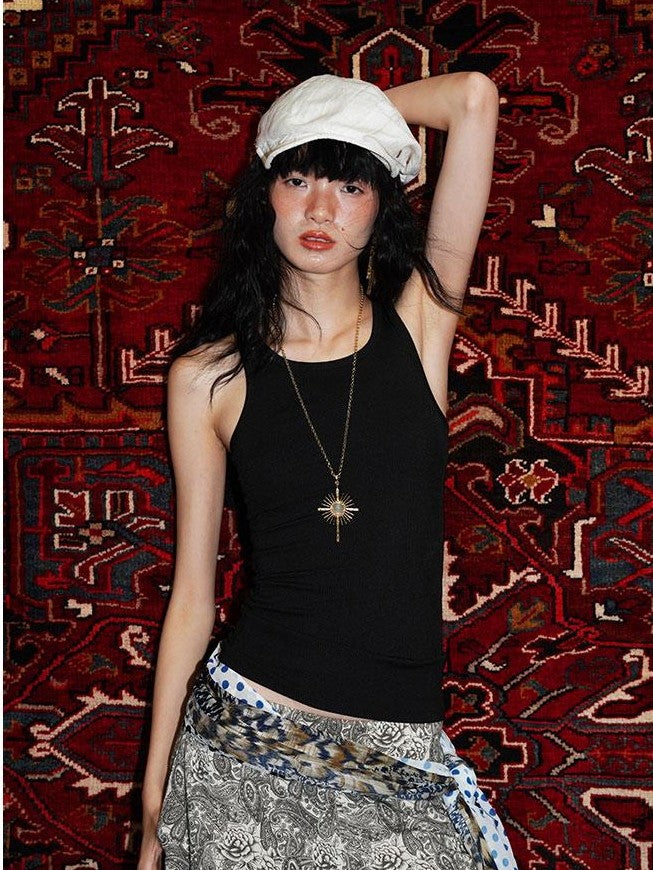 badtaste Solid Slim Fit Racerback No Padding Black Pink Sky Blue Women's Tank Tops
