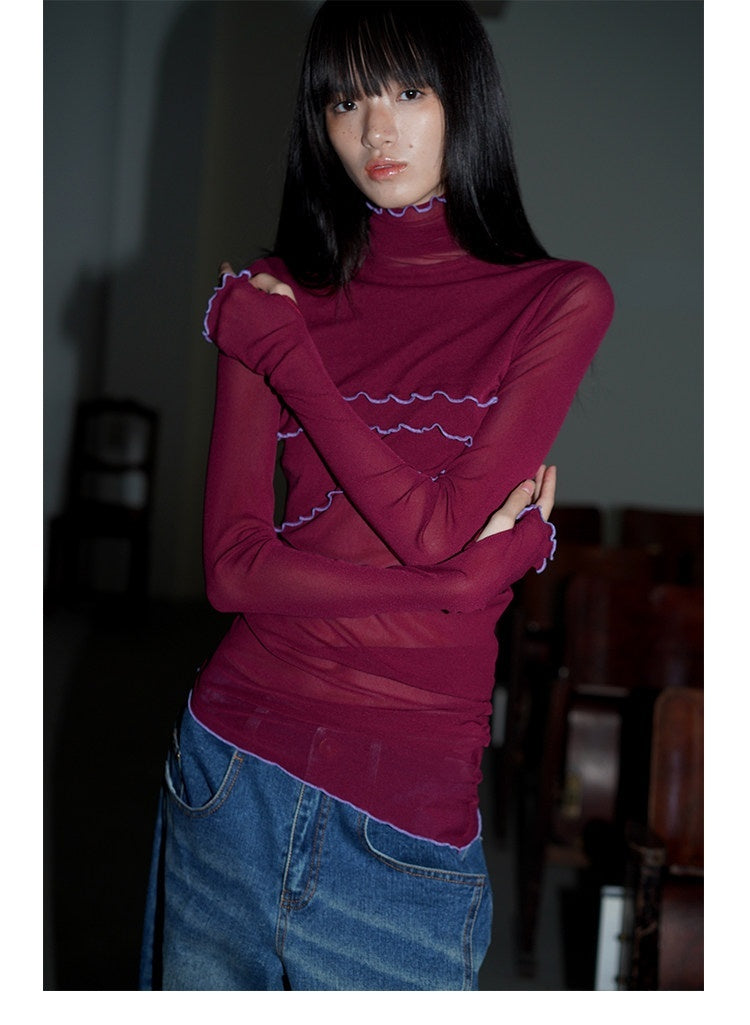 badtaste_Solid_Stand_Collar_Slim_Fit_Women's_Mesh_Long_Sleeve_T-shirts_685365107117_MISSTT