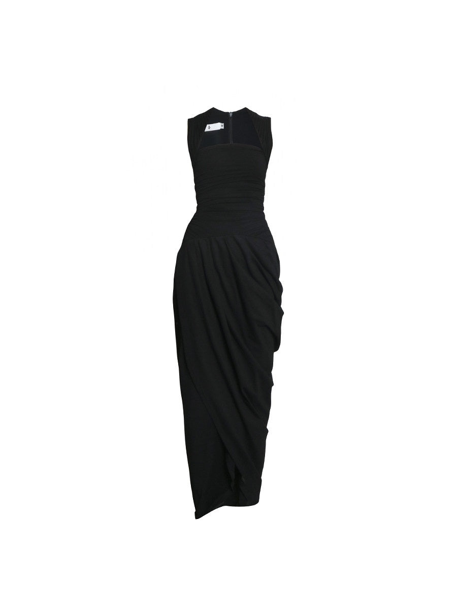 badtaste_Solid_Tailored_Pinched_Pleat_Asymmetrical_Bubble_Hem_Women's_Casual_Maxi_Dresses_908438361773_MISSTT