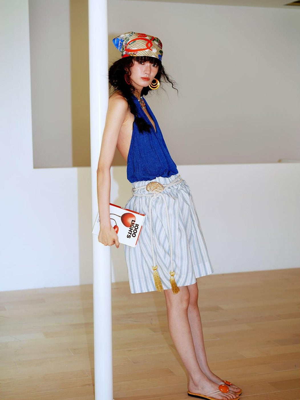 badtaste Solid V-neck Backless Bubble Skirt Women's Halter Midi Dresses