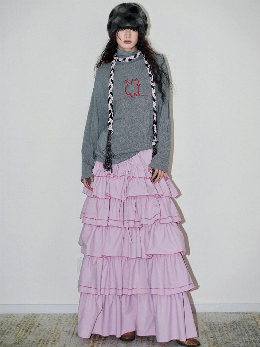 badtaste Solid West Highland Terrier Embroidered Oversized Women's Pullover Sweaters