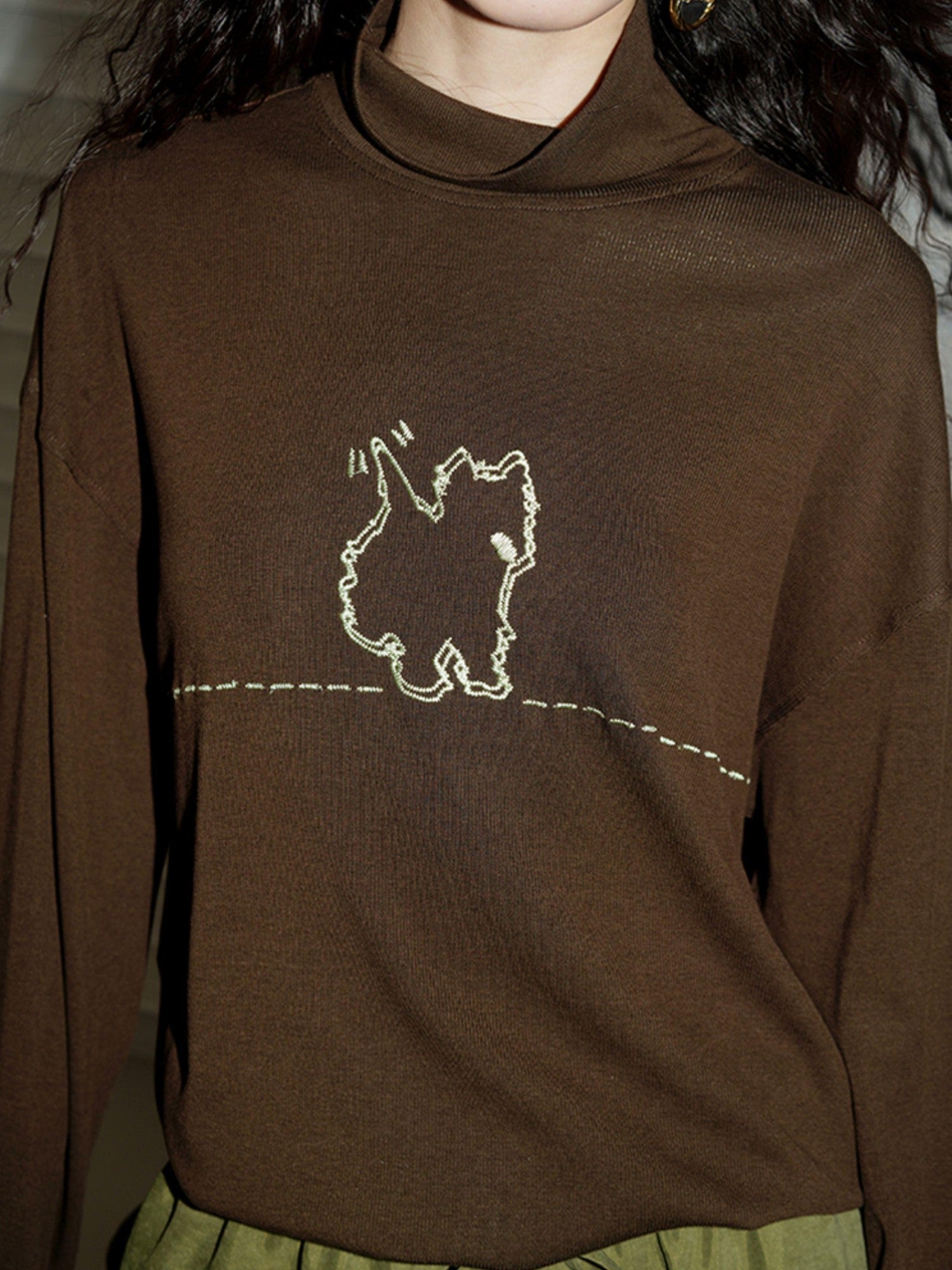badtaste Solid West Highland Terrier Embroidered Oversized Women's Pullover Sweaters