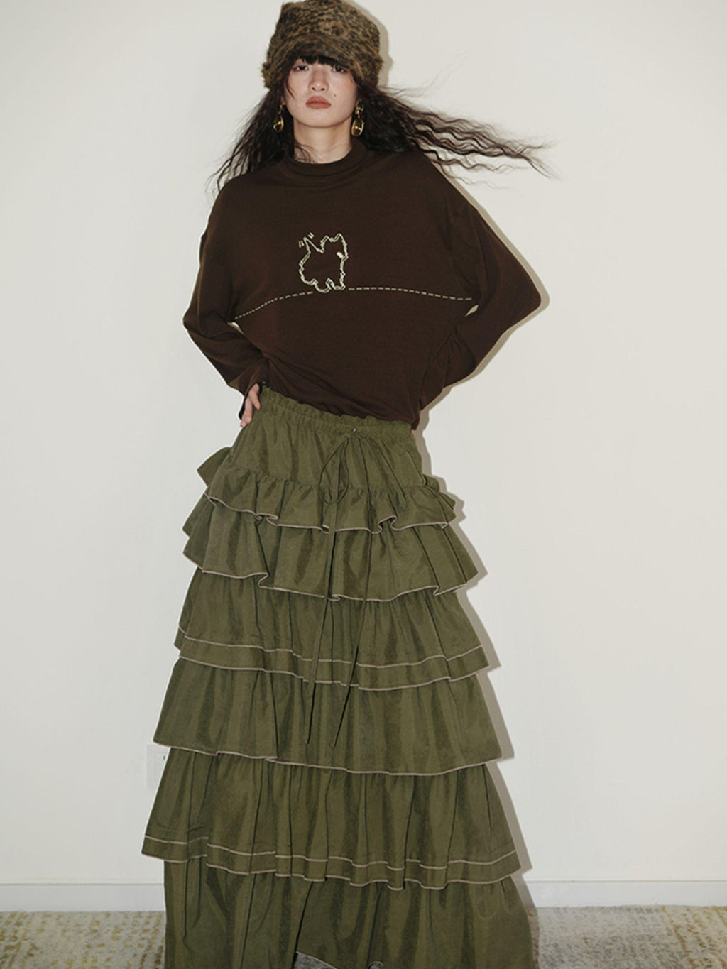 badtaste Solid West Highland Terrier Embroidered Oversized Women's Pullover Sweaters