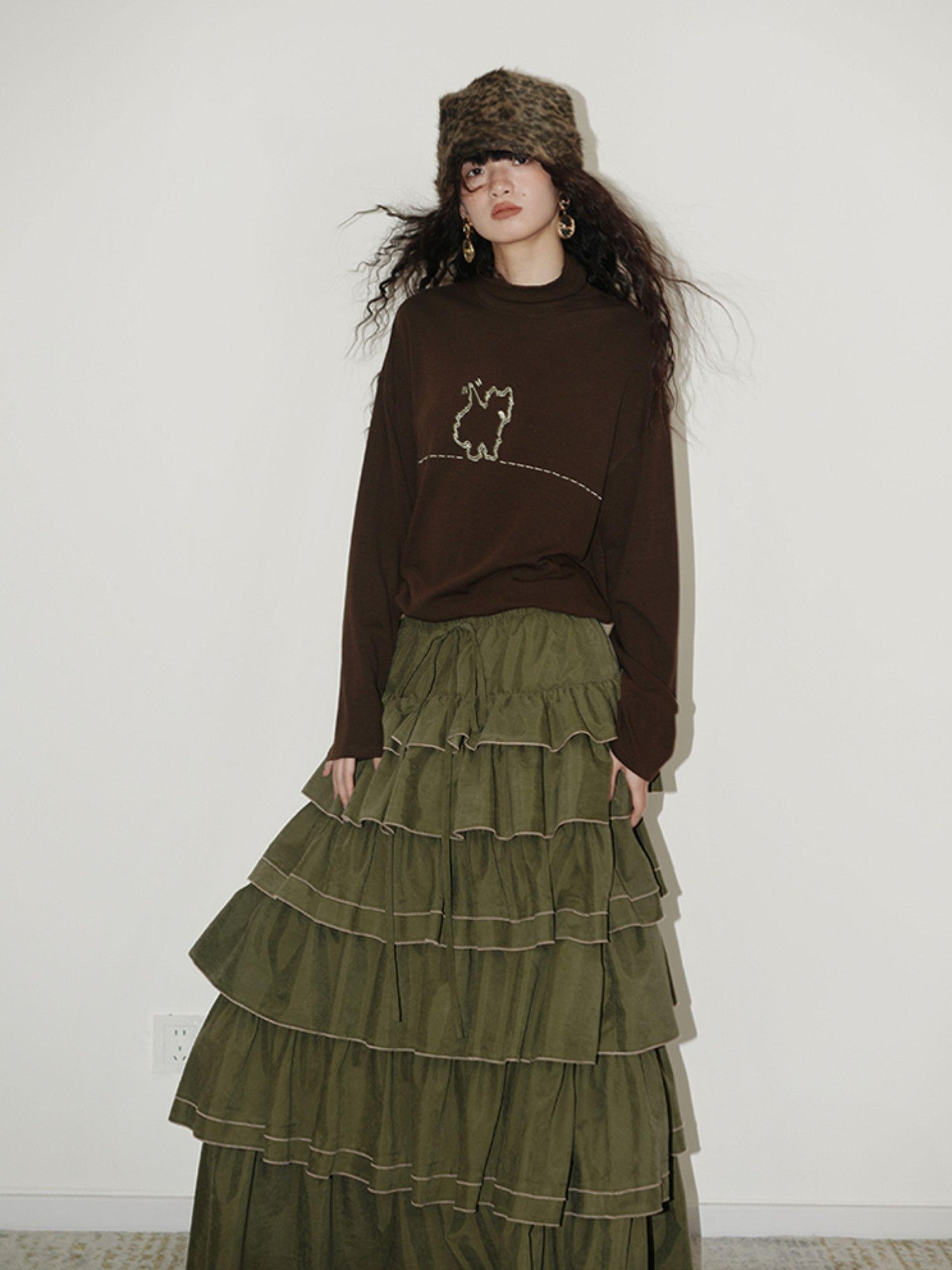 badtaste Solid West Highland Terrier Embroidered Oversized Women's Pullover Sweaters