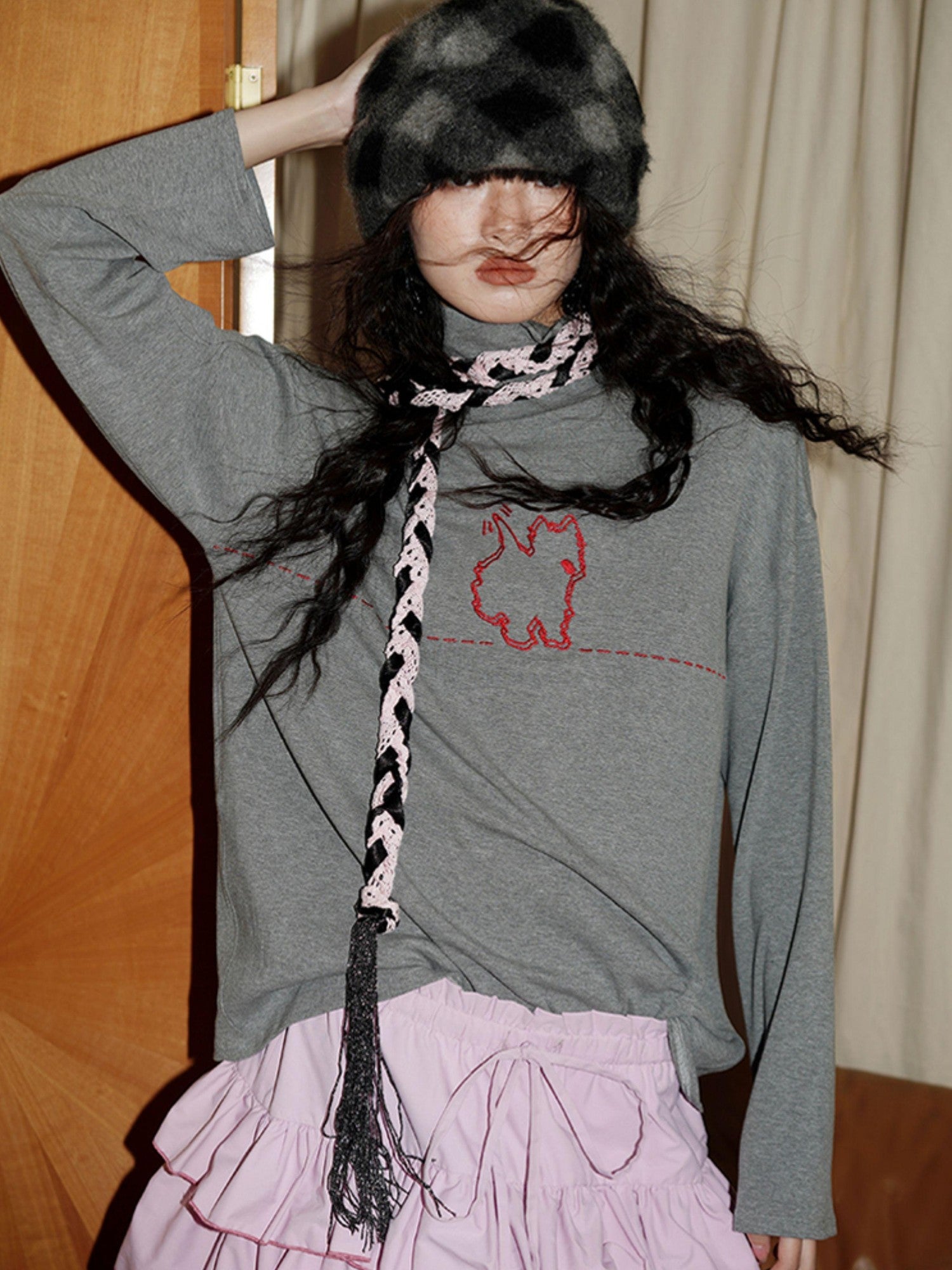 badtaste Solid West Highland Terrier Embroidered Oversized Women's Pullover Sweaters