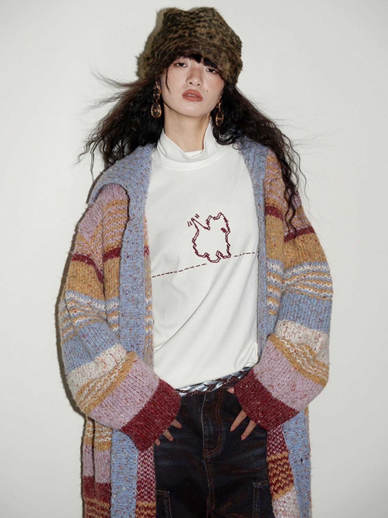 badtaste Solid West Highland Terrier Embroidered Oversized Women's Pullover Sweaters