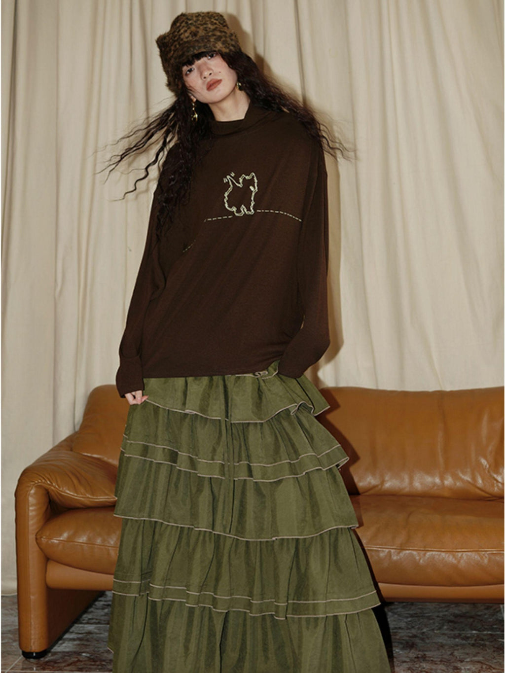 badtaste Solid West Highland Terrier Embroidered Oversized Women's Pullover Sweaters