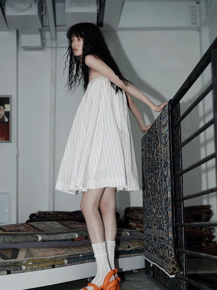 badtaste Striped A Line Two Way Strapless Women's Other Material Midi Skirts