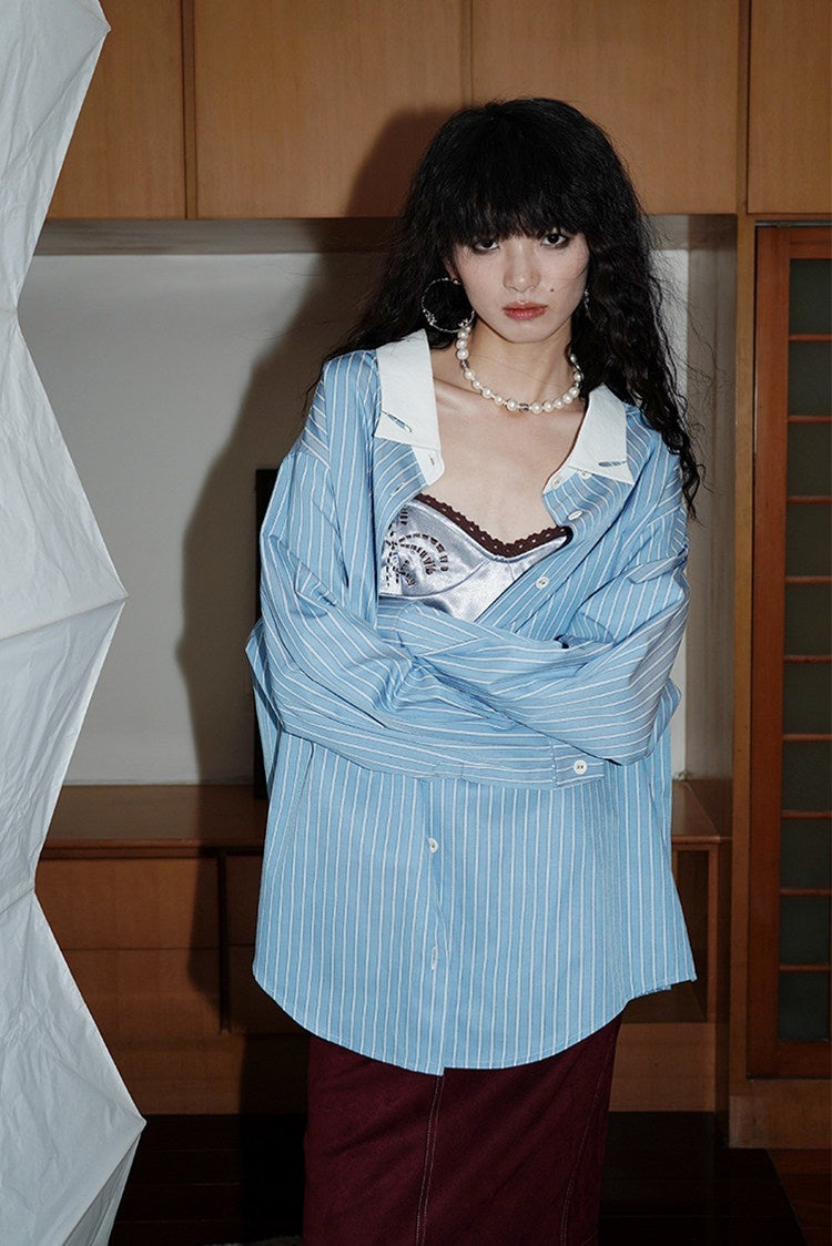 badtaste_Striped_Retro_Lapel_Loose_Silhouette_Women's_Other_Fabric_Oversized_Shirts_838047340917_MISSTT
