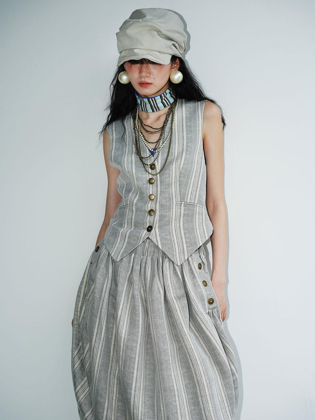 badtaste Striped Vintage Slim Fit Layered Western Women's Linen Tank Tops