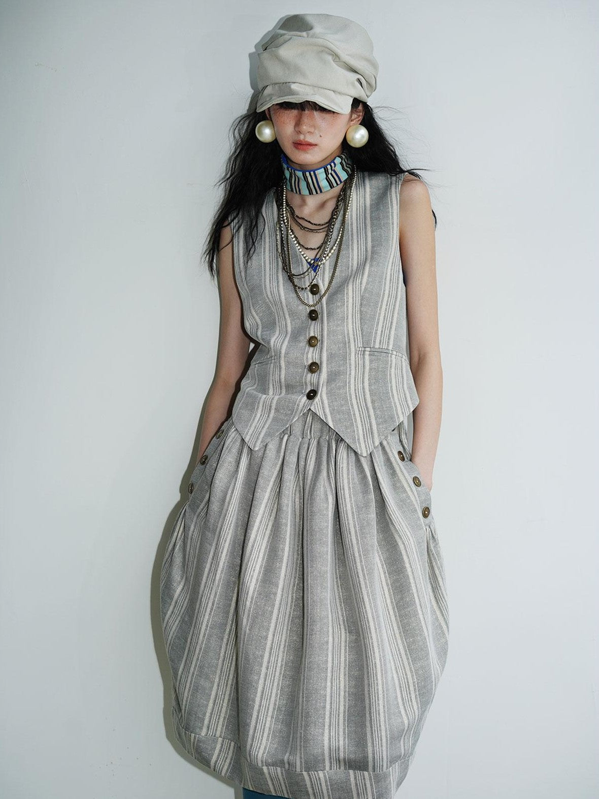 badtaste Striped Vintage Slim Fit Layered Western Women's Linen Tank Tops