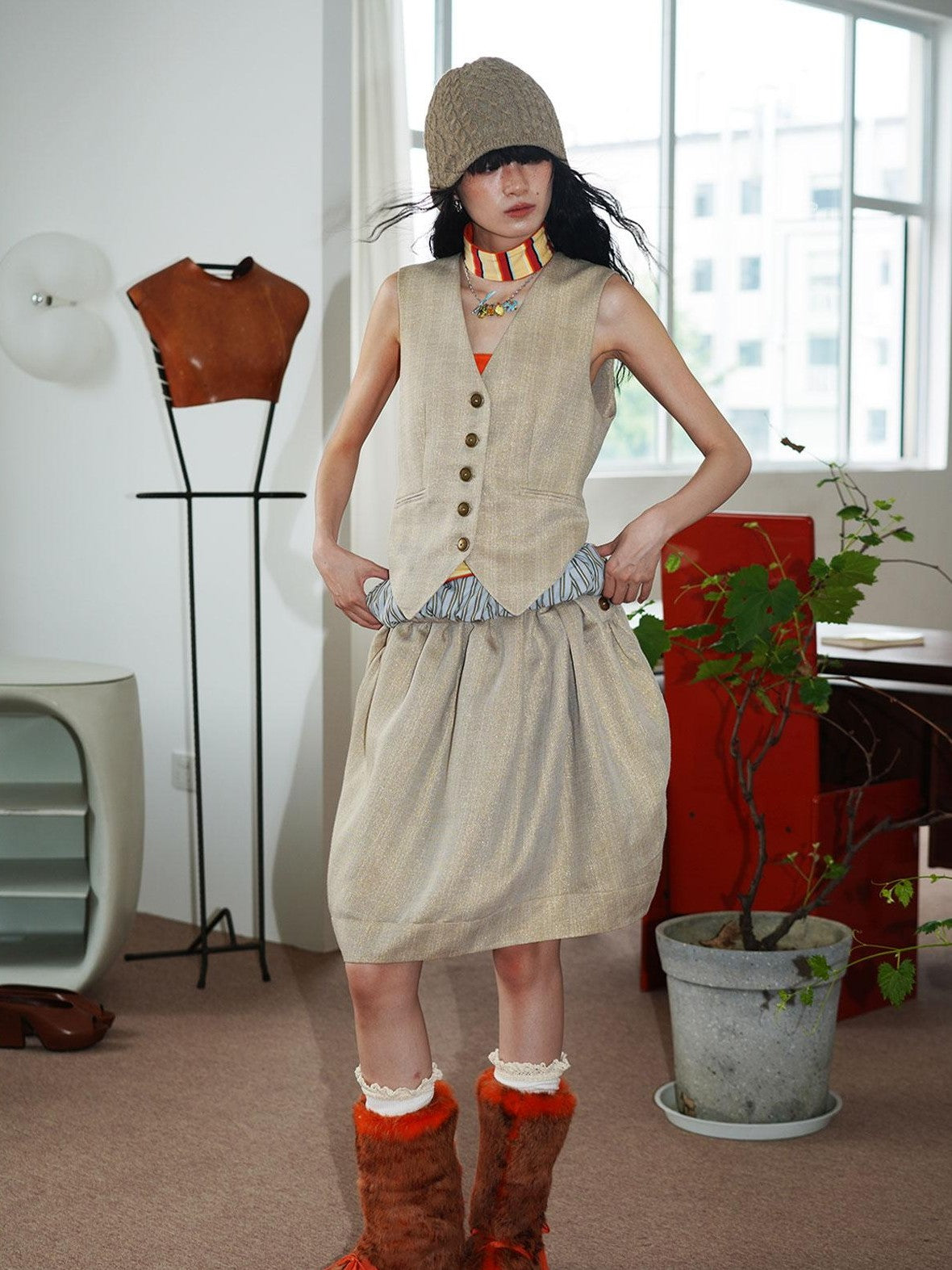 badtaste Striped Vintage Slim Fit Layered Western Women's Linen Tank Tops