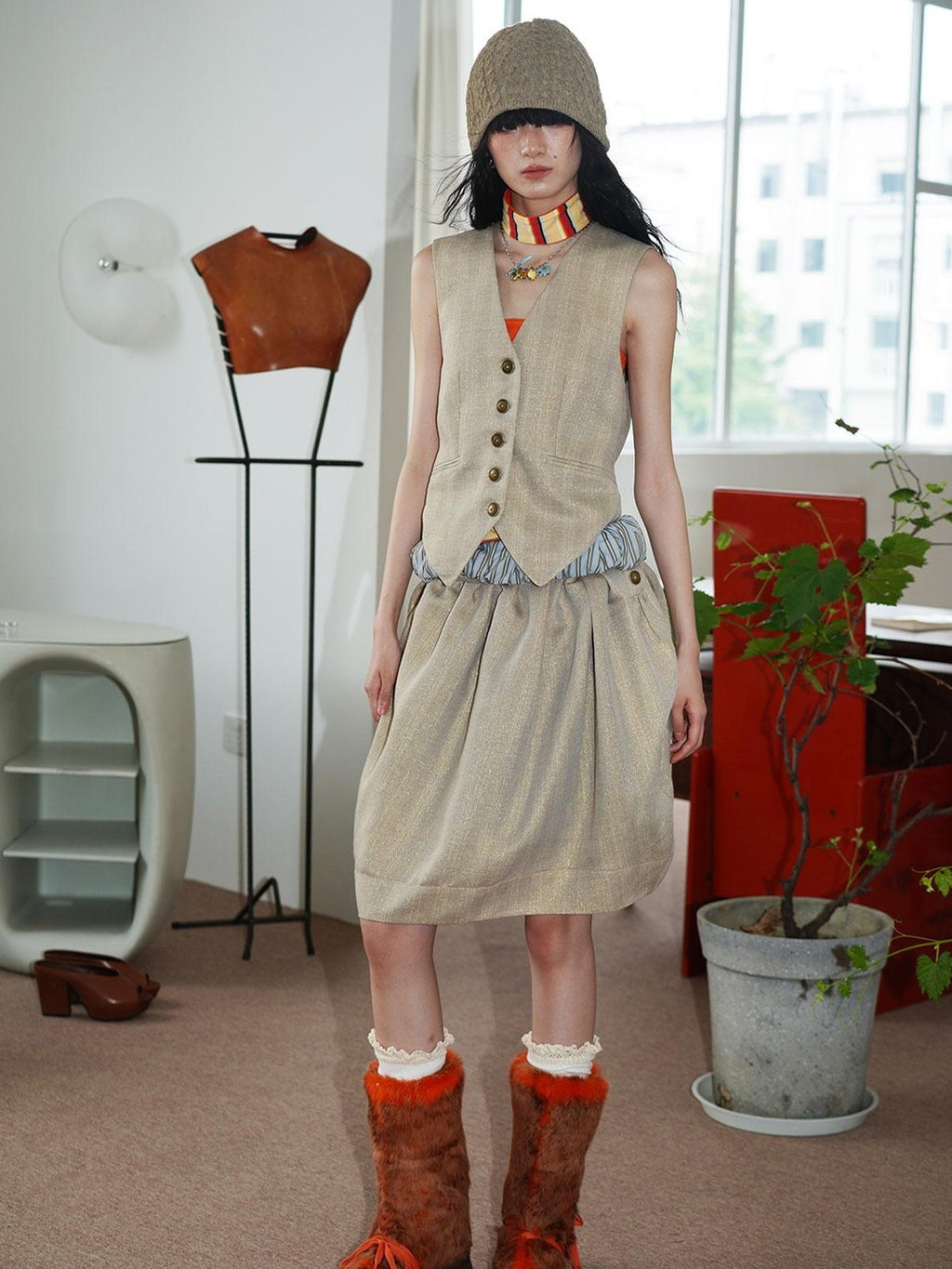 badtaste Striped Vintage Slim Fit Layered Western Women's Linen Tank Tops