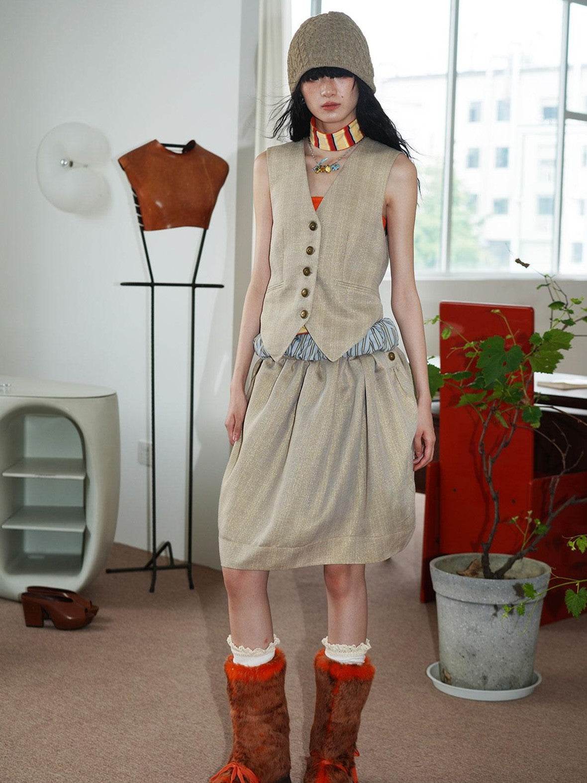 badtaste Striped Vintage Slim Fit Layered Western Women's Linen Tank Tops