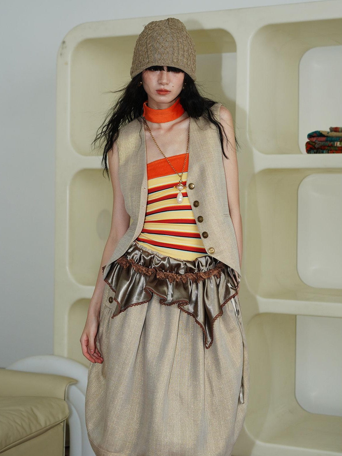 badtaste Striped Vintage Slim Fit Layered Western Women's Linen Tank Tops
