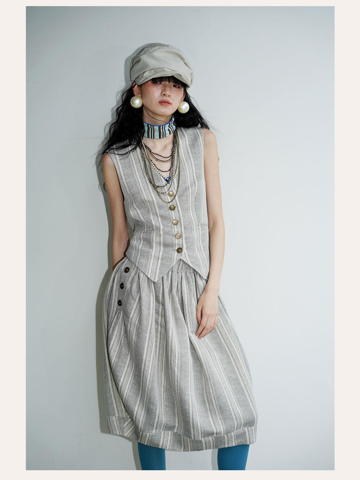 badtaste Striped Vintage Slim Fit Layered Western Women's Linen Tank Tops