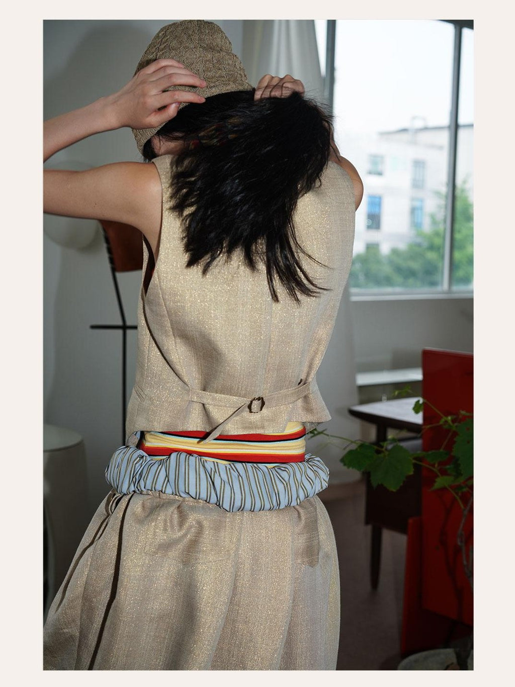 badtaste Striped Vintage Slim Fit Layered Western Women's Linen Tank Tops