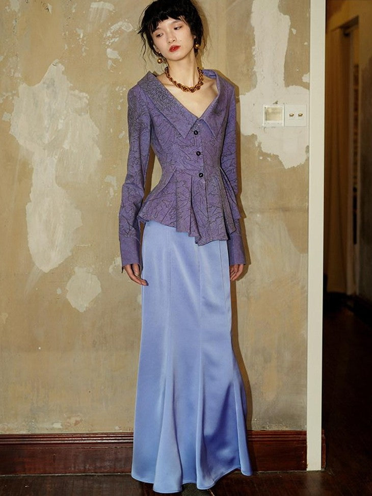 badtaste Subtle Satin Sheen Solid Low Waist Slim Fit Long Women's Satin Mermaid Skirts