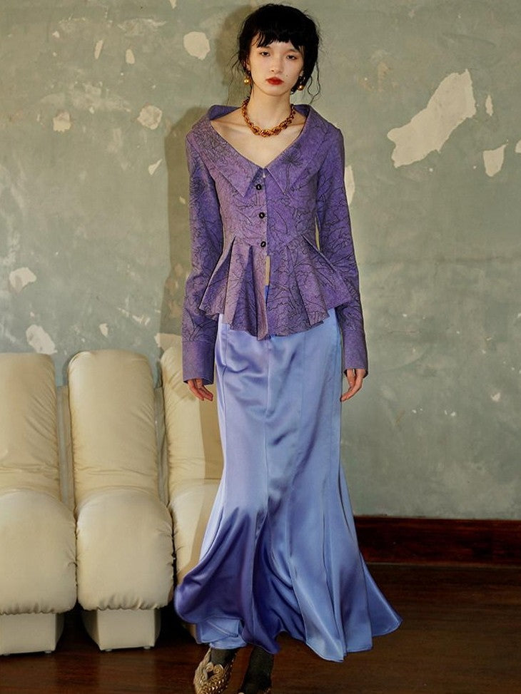 badtaste Subtle Satin Sheen Solid Low Waist Slim Fit Long Women's Satin Mermaid Skirts