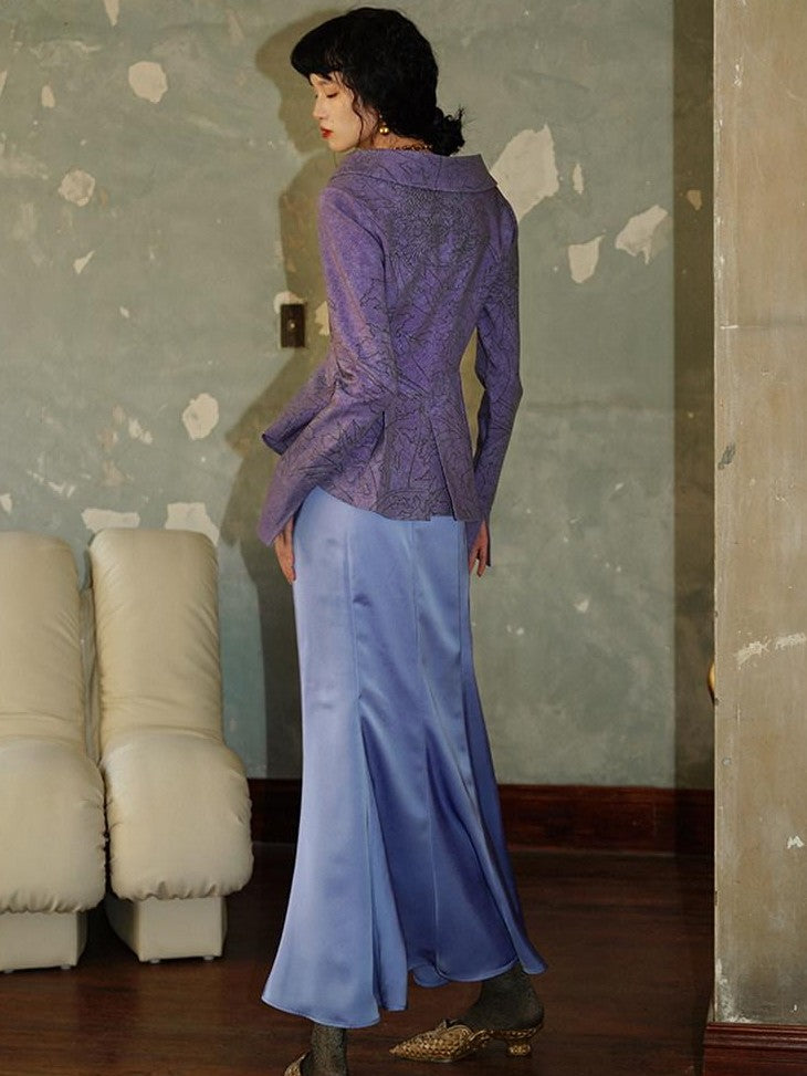 badtaste Subtle Satin Sheen Solid Low Waist Slim Fit Long Women's Satin Mermaid Skirts